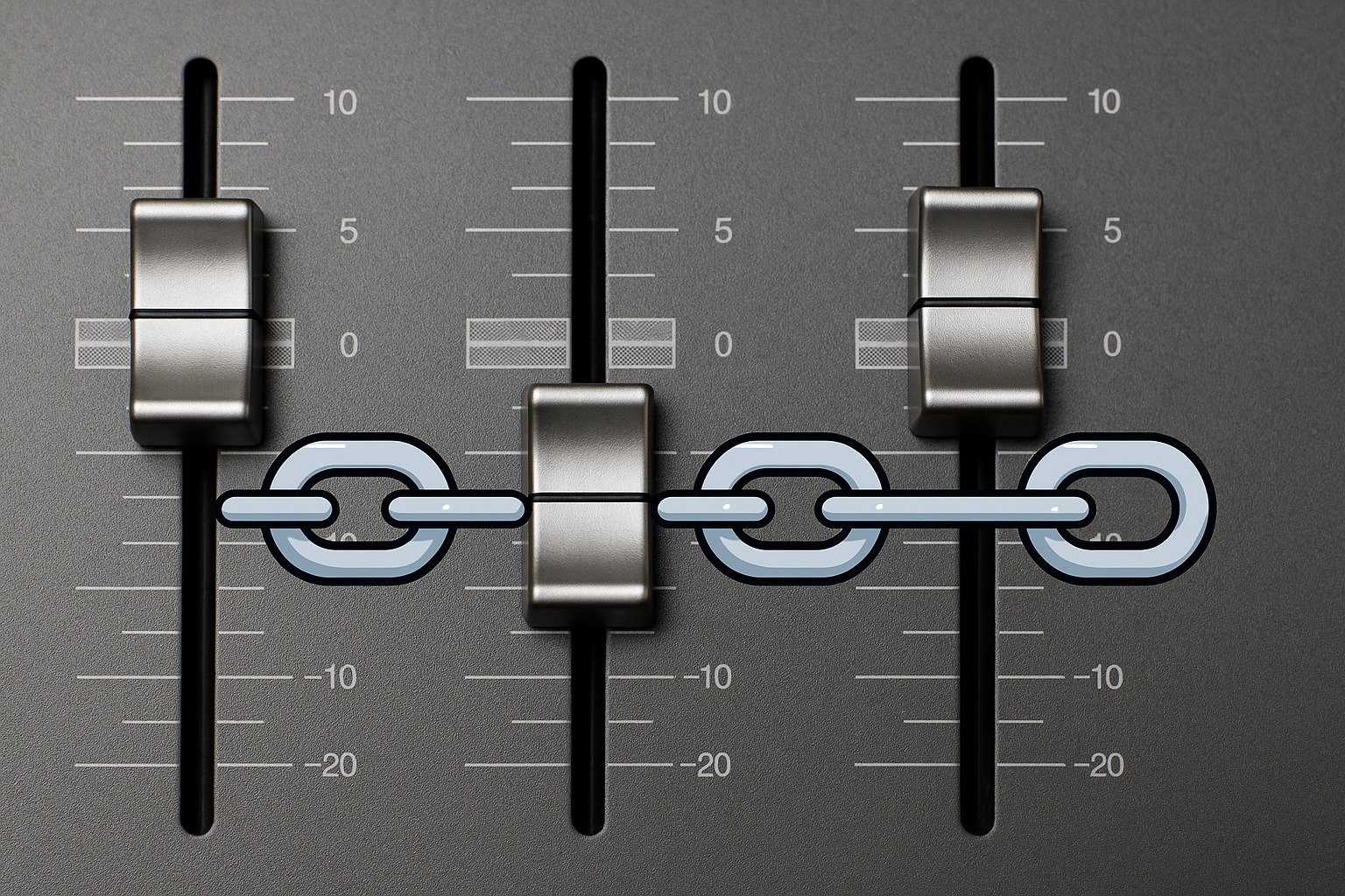 A graphic illustrates sidechaining on a mixing board.