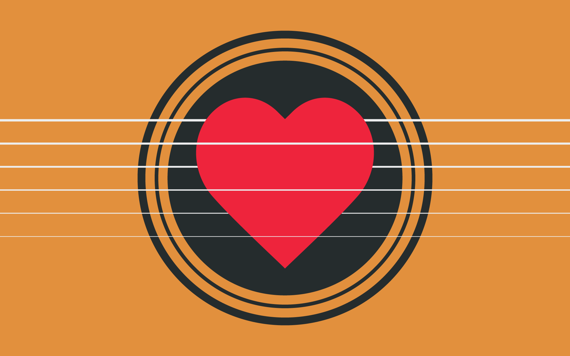 A picture of a heart inside the strings of an acoustic guitar, showcasing the love that Berklee Online instructors have for guitar.