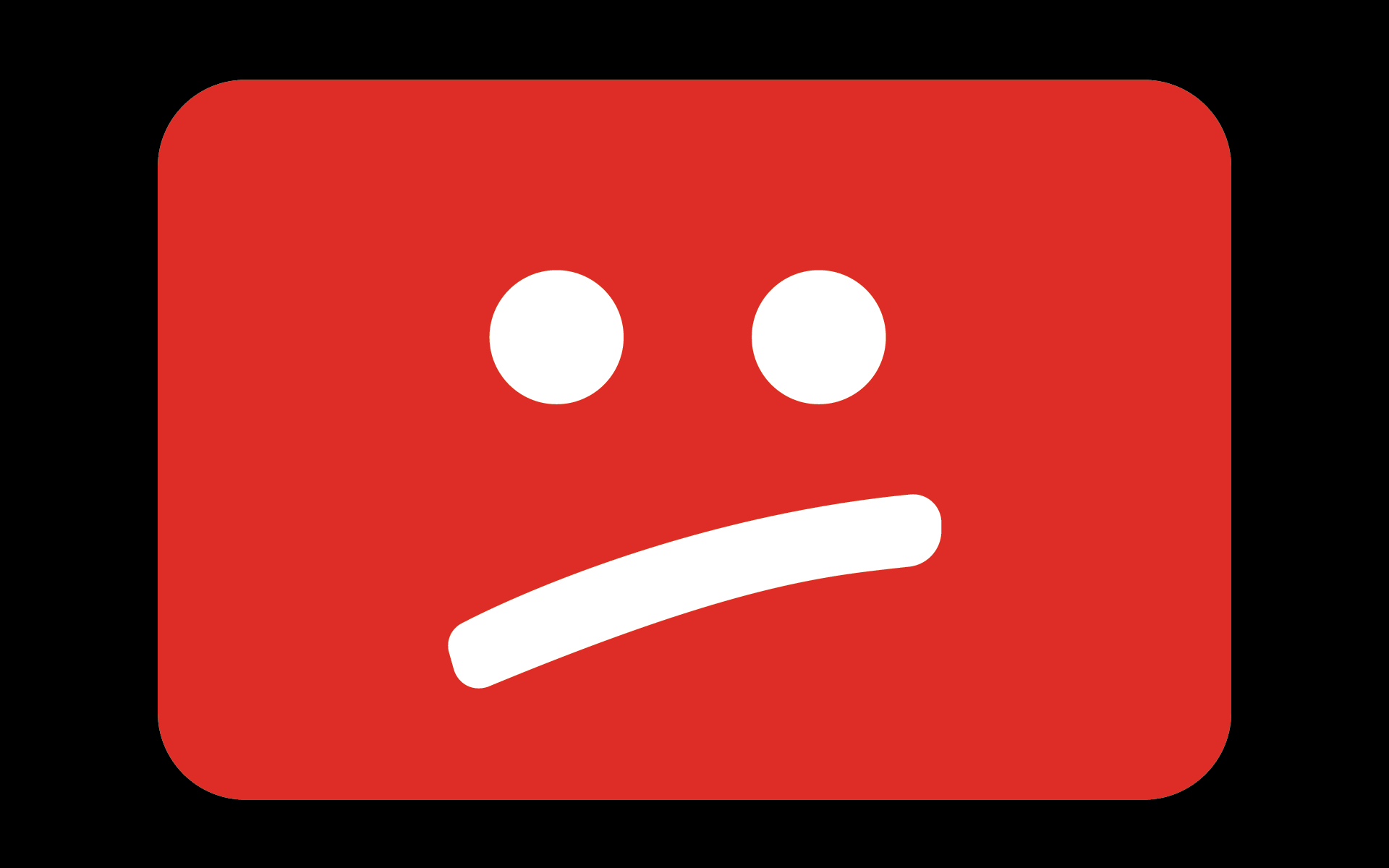 The YouTube logo with a :/ face.