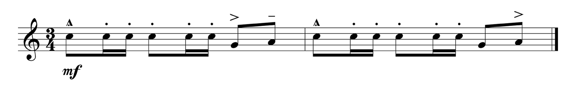 Music arrangement illustrating a linear melodic shape. 