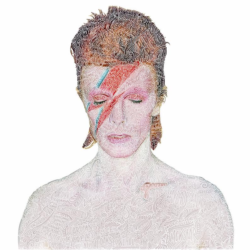 David Bowie lyric portrait. 