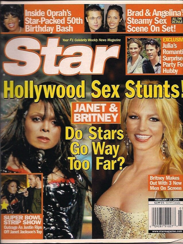 Britney Spears and Janet Jackson on the cover of "Star" magazine with the words "Hollywood Sex Stunts: Do Stars Go Way Too Far?"