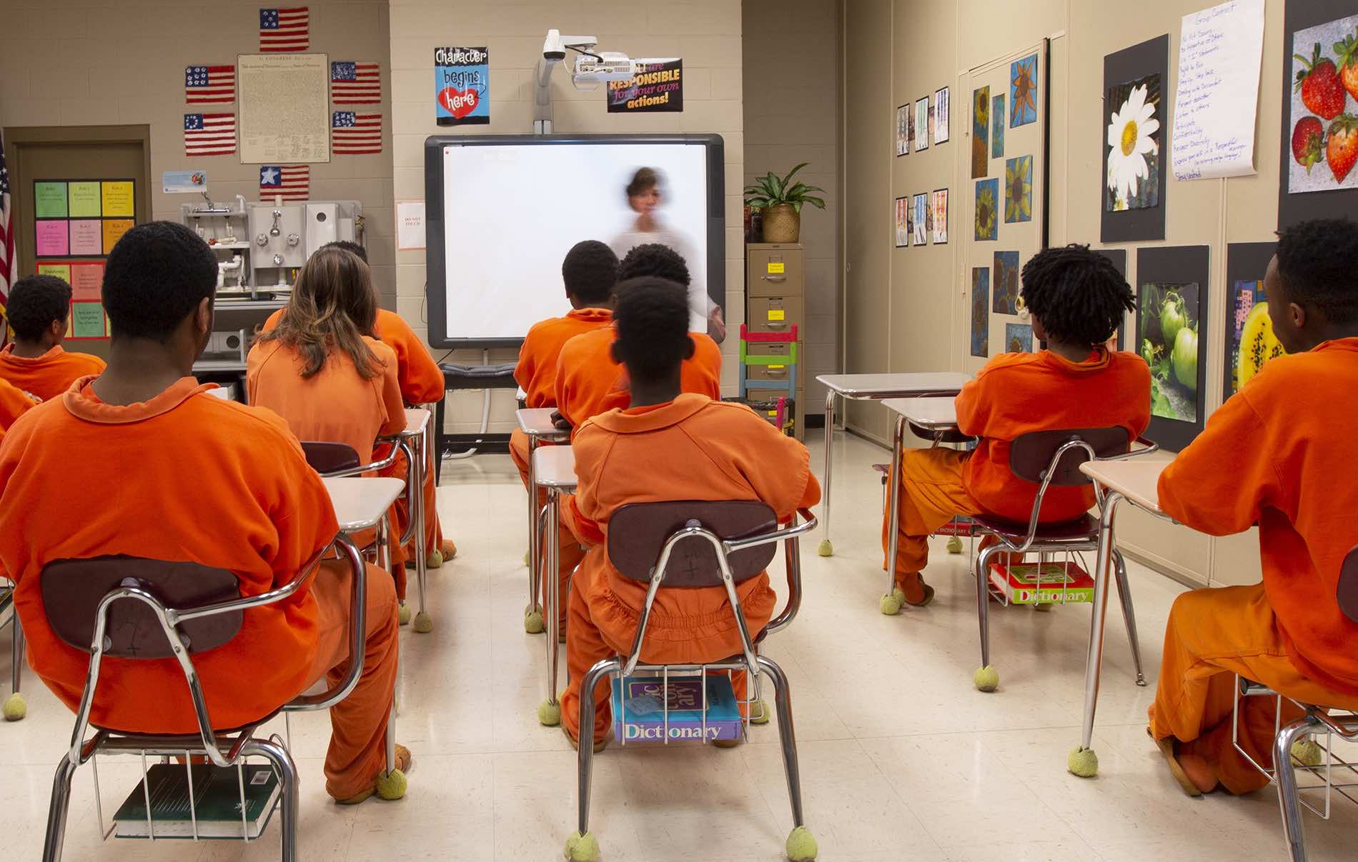 Incarcerated students in a classroom
