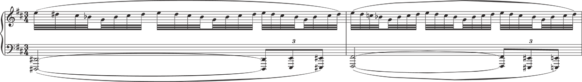 This is a musical notation reduction of passage from "Lever du Jour" from Ravel's Daphnis et Chloe.