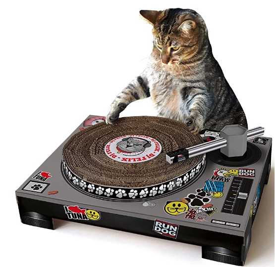Cat using DJ Scratching pad