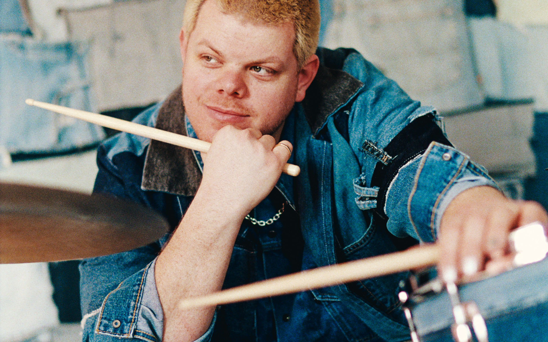 Jordan Rose at his drum set