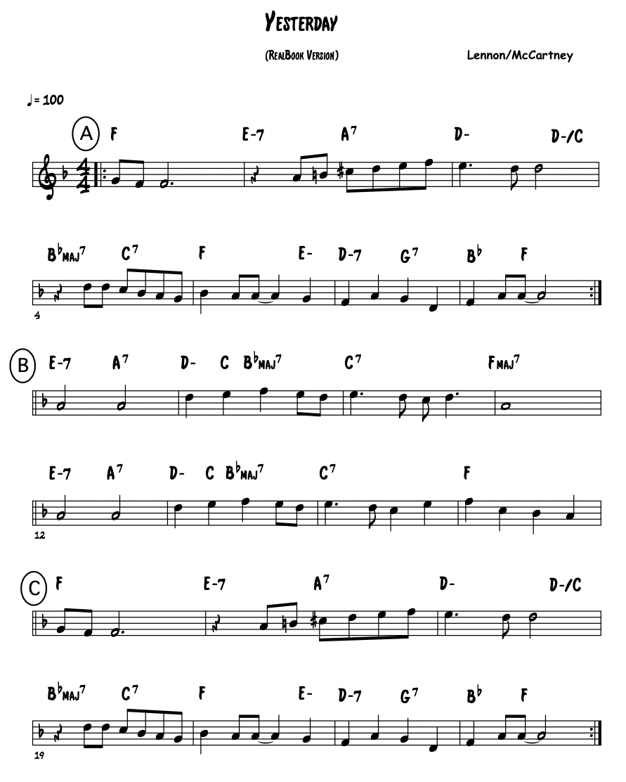Lead sheet example