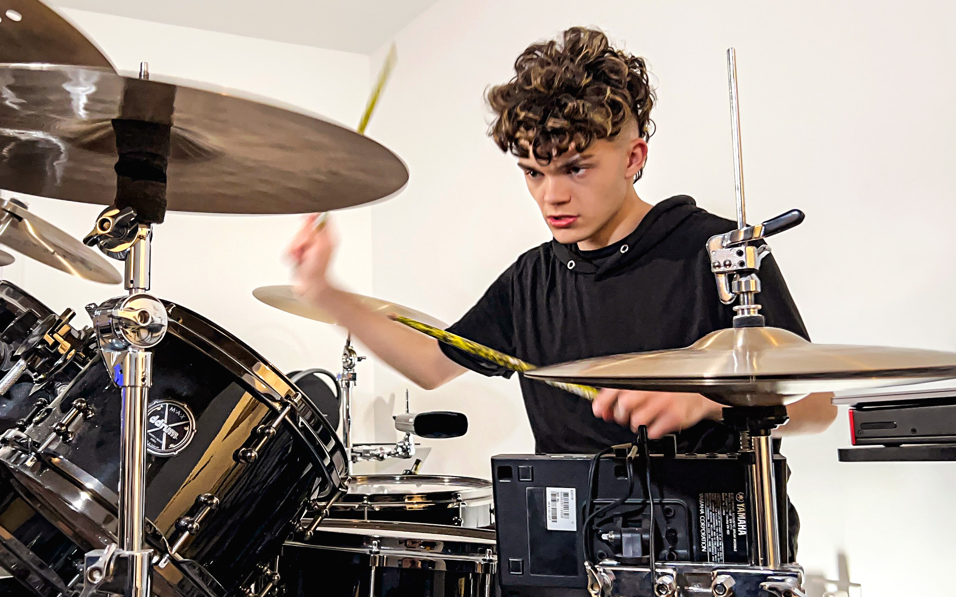 Thomas Thunder playing drums