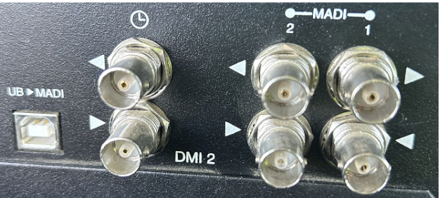 A screen grab of a MADI port rear panel is pictured with six different inputs