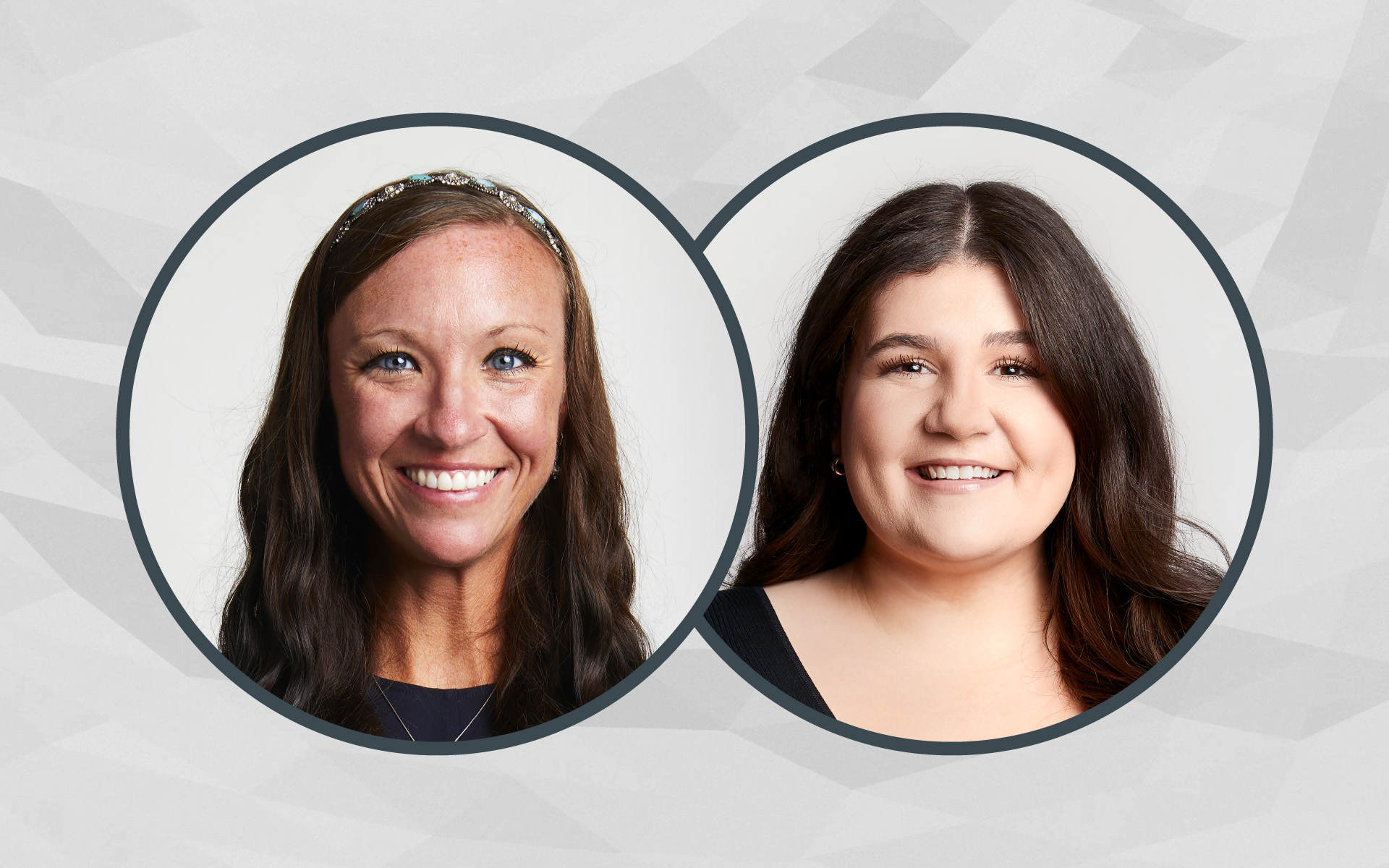 A photograph of Advisors and event hosts Molli and Jessie Kate, their headshots are in circles against a gray background.