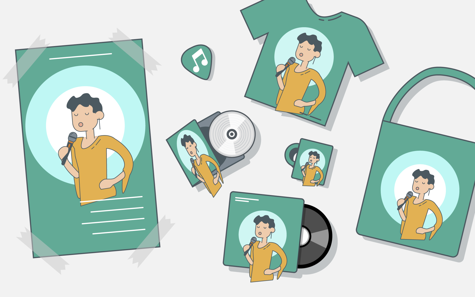 A graphic displays the types of merch that musicians might use to promote their brand.