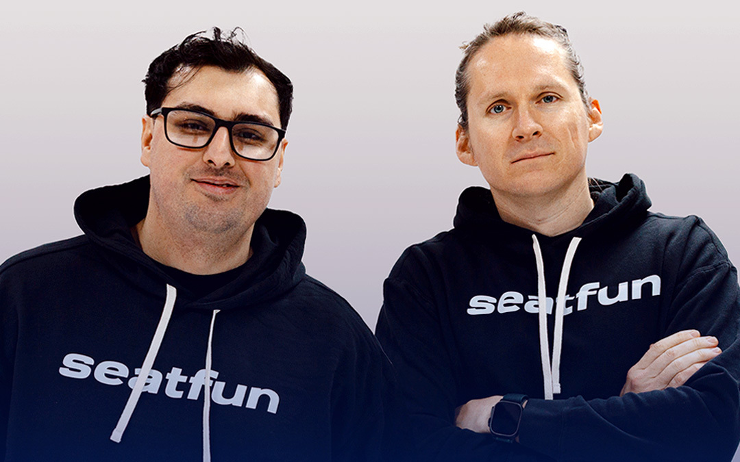 Josh Misko and Daniel Mastropietro wearing black Seatfun sweatshirts