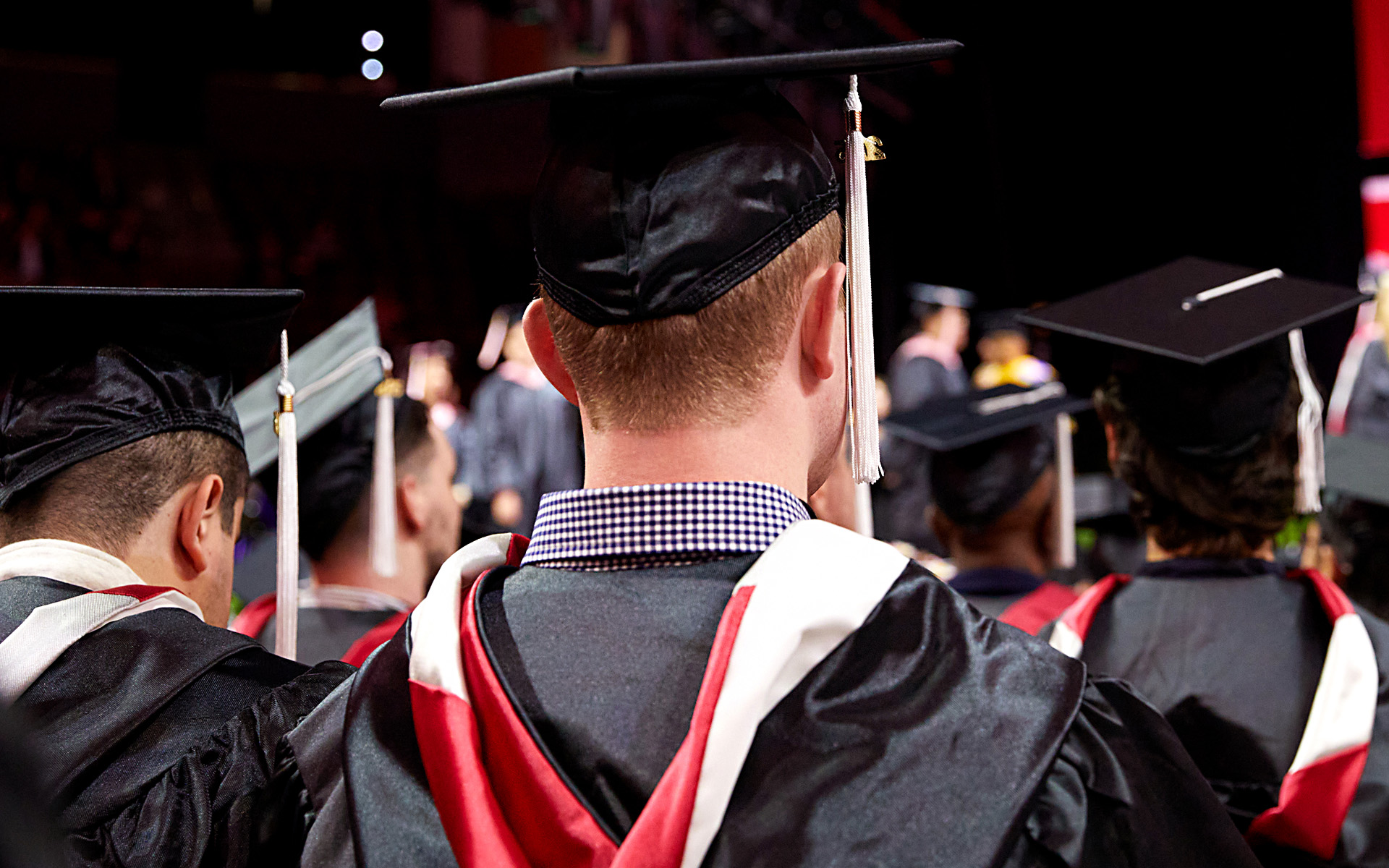 Berklee students in the caps and gowns at Commencement.